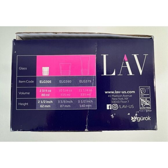 NWT LAV Set Of Four Clear Glass Shot Glasses Still In Box - Picture 4 of 5